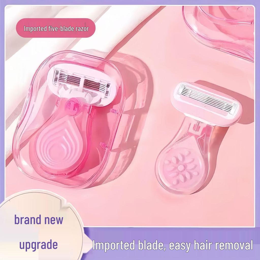 5-Blade Pink Ladies Razor for Full Body Hair Removal - Underarm & Private Areas