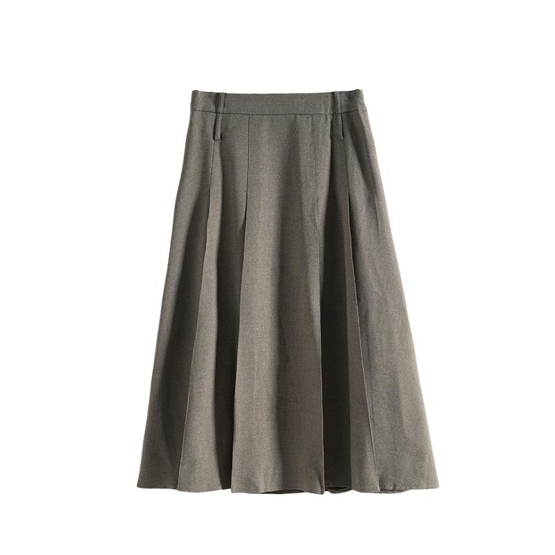 Maslan light duty style versatile vertical mid length A-line slim fit solid color skirt