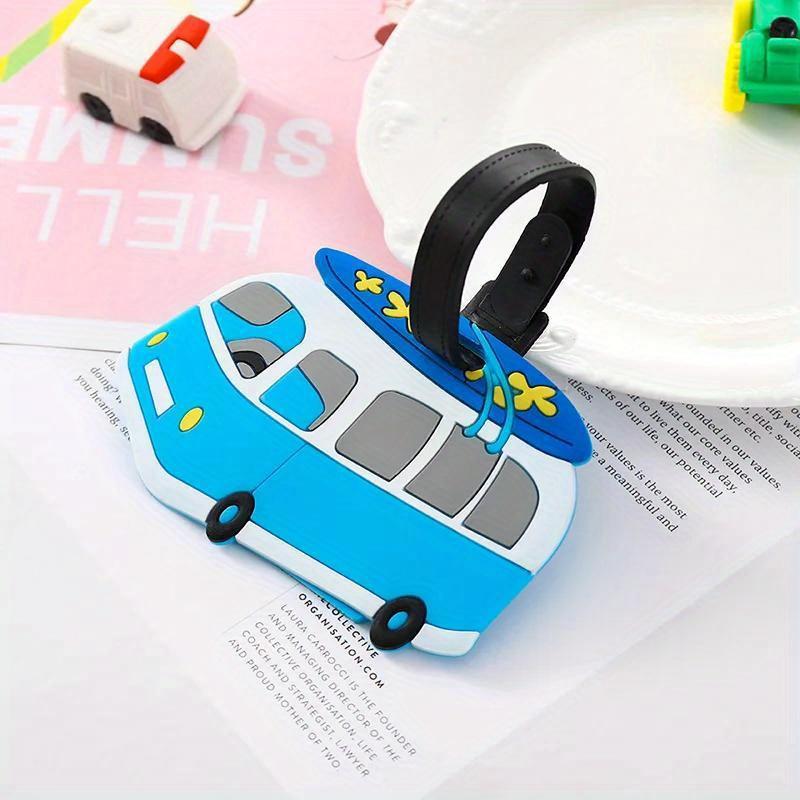 Cute Cartoon Cars PVC Silicone Luggage Tags Travel Luggage Name Tag Suitcase Bag Boarding Pass Travel Accessories