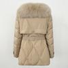 OFTBUY 2024 Winter Jacke Frauen Echt Fox Pelz Kragen Natürliche Dicke Warme Ente Unten Mantel Gürtel Oberbekleidung Streetwear Casual