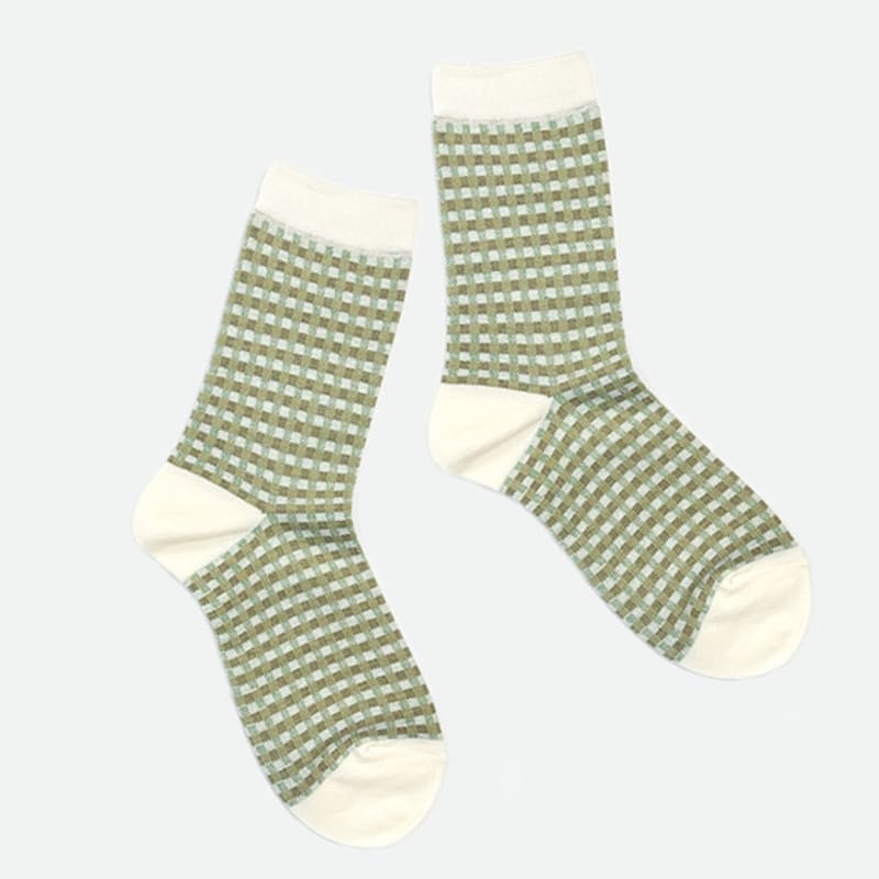 YELLOWSOCKS SMALL GINGHAM CHECK GREEN