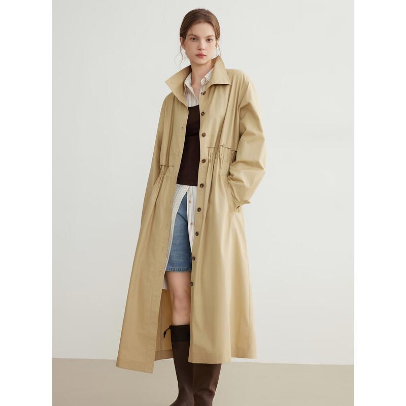 ELLE Women s Khaki Cotton Trench Coat S