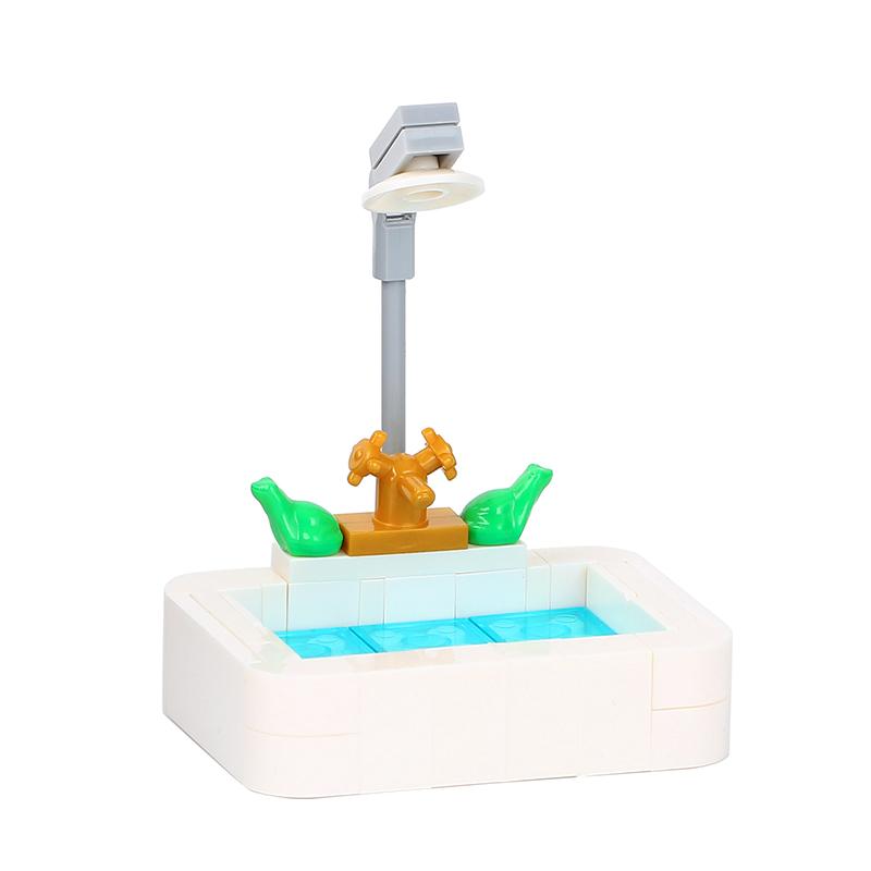 City Series Baby Pram DIY Building Block Various Open Room Furniture Toilet Appliances Model MOC Brick Gift Kid Toy For Children