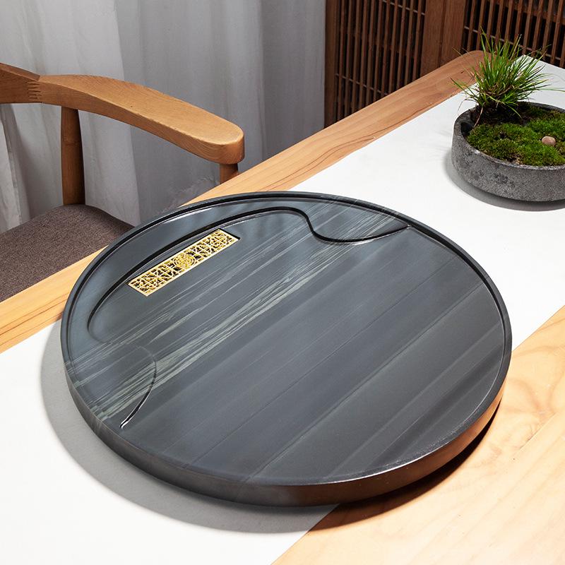 

Королевский двор Нефритово-зеленый каменный чайный поднос: Круглый стол из натурального дерева для сухого заваривания и дренажа 30 cm x 30 cm x 3 cm