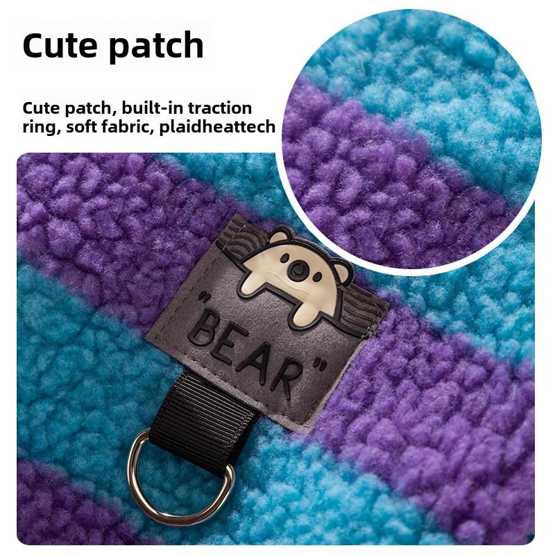 Cat Autumn and Winter Bear Striped Shirt Collar Flannel Medium and Small Dog Dog Hairless Cat Pet Cat Clothes