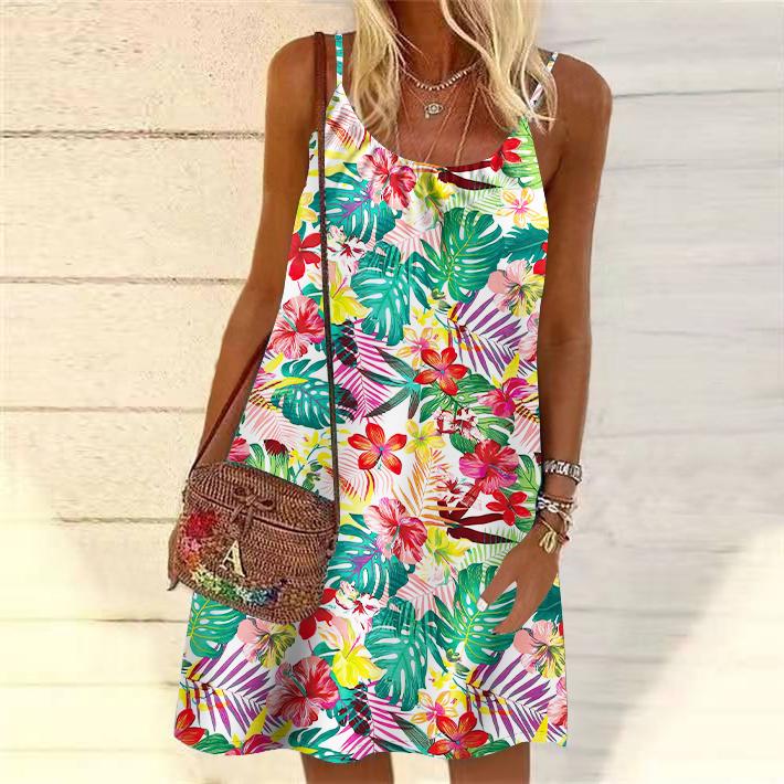 

Женское мини-платье с принтом в виде листьев банана и цветов, вечернее платье без рукавов, летнее пляжное платье, сарафан 8XL разноцветный