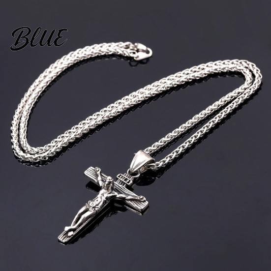 Women Necklace Jesus Pendant Men Cuban Chain Retro Stylish Religious