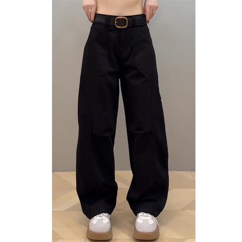 

Plus Size Women s High Waist Curved Blade Cargo Jeans, 2026 Spring, Loose Fit, Hip-Covering, Slimming Wide Leg Pants M [45-50 kg]