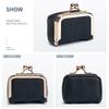 Genuine Leather Kiss Lock Coin Purse Mini Jewelry Bag Solid Color Multifunctional Small Storage For Women Ring Necklace Earrings