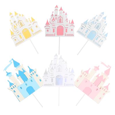 6 Stuks Kasteel Taart Insert Ornament Decoraties Meisjes Verjaardag Cupcake Topper Bruiloft Decoreren