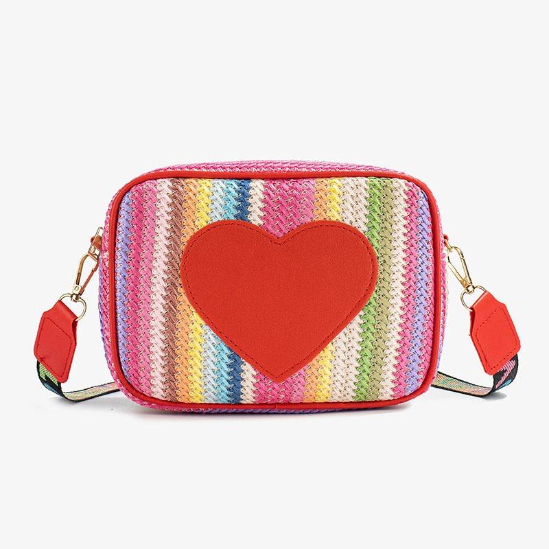 Dopamine Small Square Bag Personalized Color Woven Women's Bag Sweet Love Mobile Phone Bag Wide Shoulder Strap Crossbody Mobile Phone Bag Batch