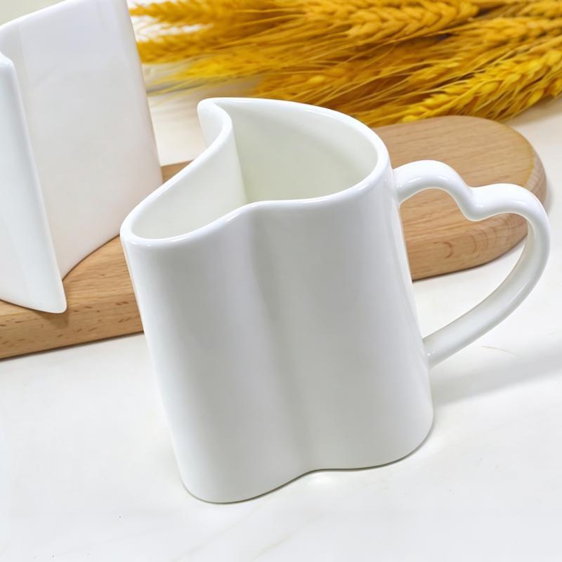 300ML, 2 pezzi/lotto, tazza termica per amanti in finissima porcellana, tazze da espresso originali, tazza a forma di cuore, regalo di nozze, tazza in porcellana bianca