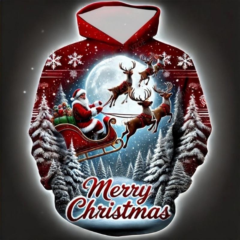 Felpa per Bambini Natale Babbo Natale Stampa 3D Felpa Unisex Moda Comoda Abbigliamento Bambini Festività Abbigliamento per Bambini