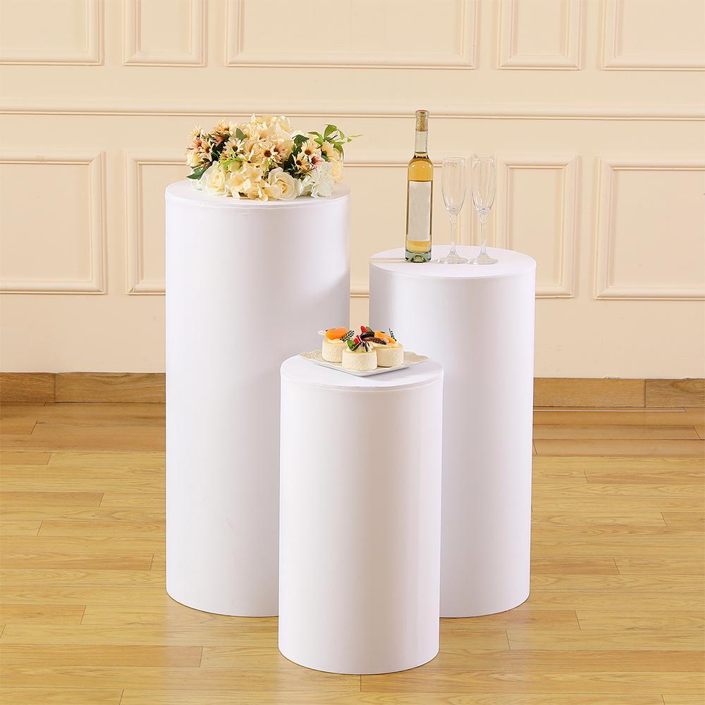 Runtowo 3Pcs Wedding Cylindrical Bucket Cover Cloth ,Wedding Party Dessert Table Covers ,Birthday Background Decoration