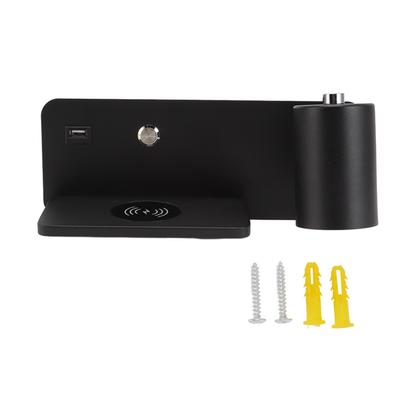 LED Wall Light USB Interface Wireless Charging LED Wall Lamp for Living Room Bedroom 85?265V Black