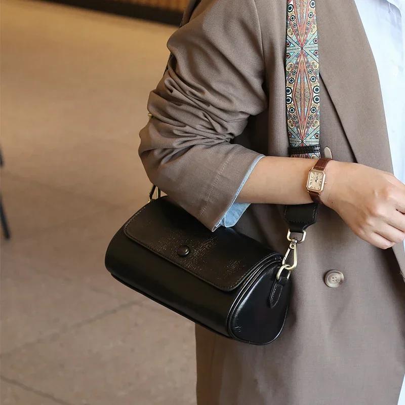 

Women Natural Cow Real Leather Shoulder Bag Female Retro Luxury Designer Handbag Ladies Soft Retro Crossbody Underarm Bags Purse 21x11x15cm чёрный