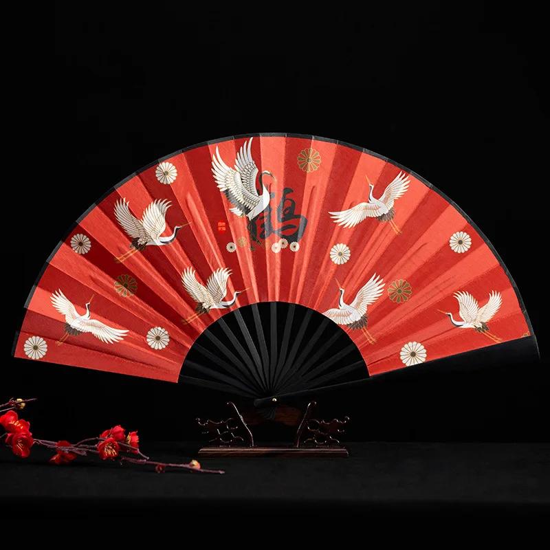 Magpie Hand Held Fan Chinese Folding Silk Fans Sexy Lace Retro Decorative Fan Hanfu Cheongsam Cosplay Japanese Home Decoration