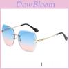 Frameless Polygon Sunglasses For Women Uv400 Protection With Gradient Pink Lenses For Travel And Fashion