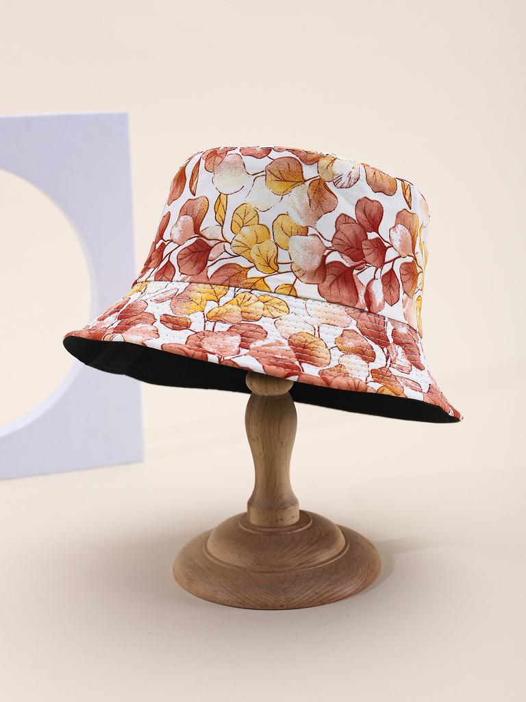 Women's Bucket Hat Sunshade Flower Pattern Wide Brim Bucket Cap for Outdoor Casual Sunhat New Vintage Design