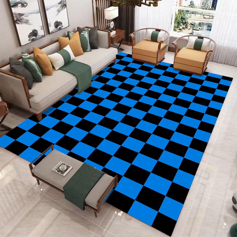 Checkerboard Pattern Carpet Various Styles With Blue Green Red Contrast Checkered Designs Non Slip Rug For Living Room Decor