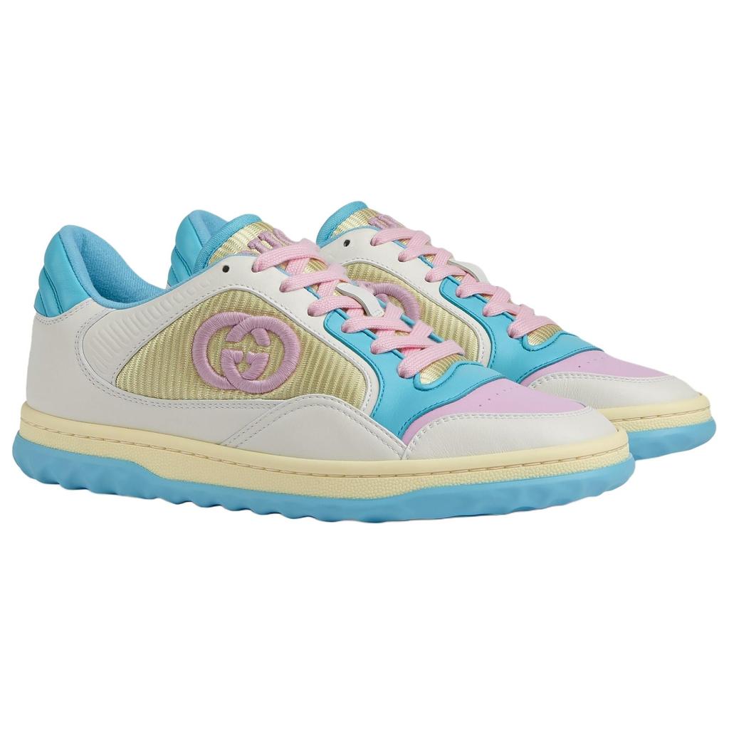 Gucci Women's MAC80 Sneaker Pastel Pink And Light Blue Leather 774027 AACNW 9074