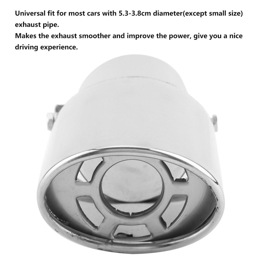 Blank Sølv Rustfritt Stål Universalt Bil Rett Eksosrør Bakre Lyddemper Tips Hale Hals