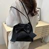 Stylish Bowknot Decorated Shoulder Bag Casual Handbag Large Capacity Top Handle Bags For Travel And Work  Khaki