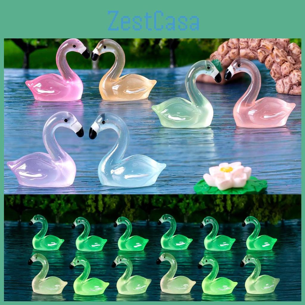 Creative Night Light Pink Flamingo Resin Ornament Cute Luminous Figurine For Desk