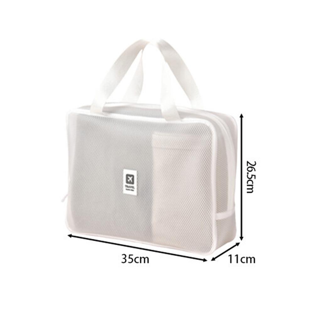 New Large Capacity Mesh Makeup Bag Zipper Transparent Cosmetic Bag Waterproof Handheld Toiletry Kit Bag Travel
