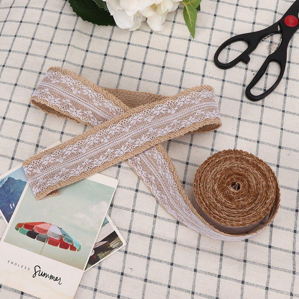 2 Rollen 5m Schönes Leinen Spitzenband Rolle Band Zuhause Weihnachten Hochzeit DIY Zubehör