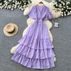 French V-neck red polka dot temperament dress women's summer waist and thin A-shaped cake dress dopamine style