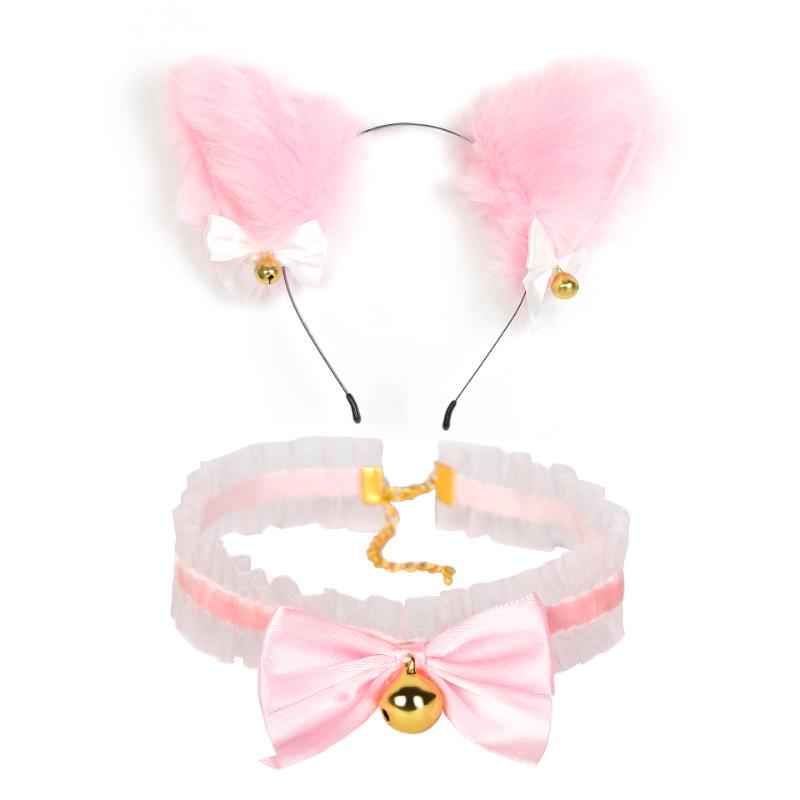 Cat Tail Bell Headband, Anal Plug, Nipple Clamps Flirting Set