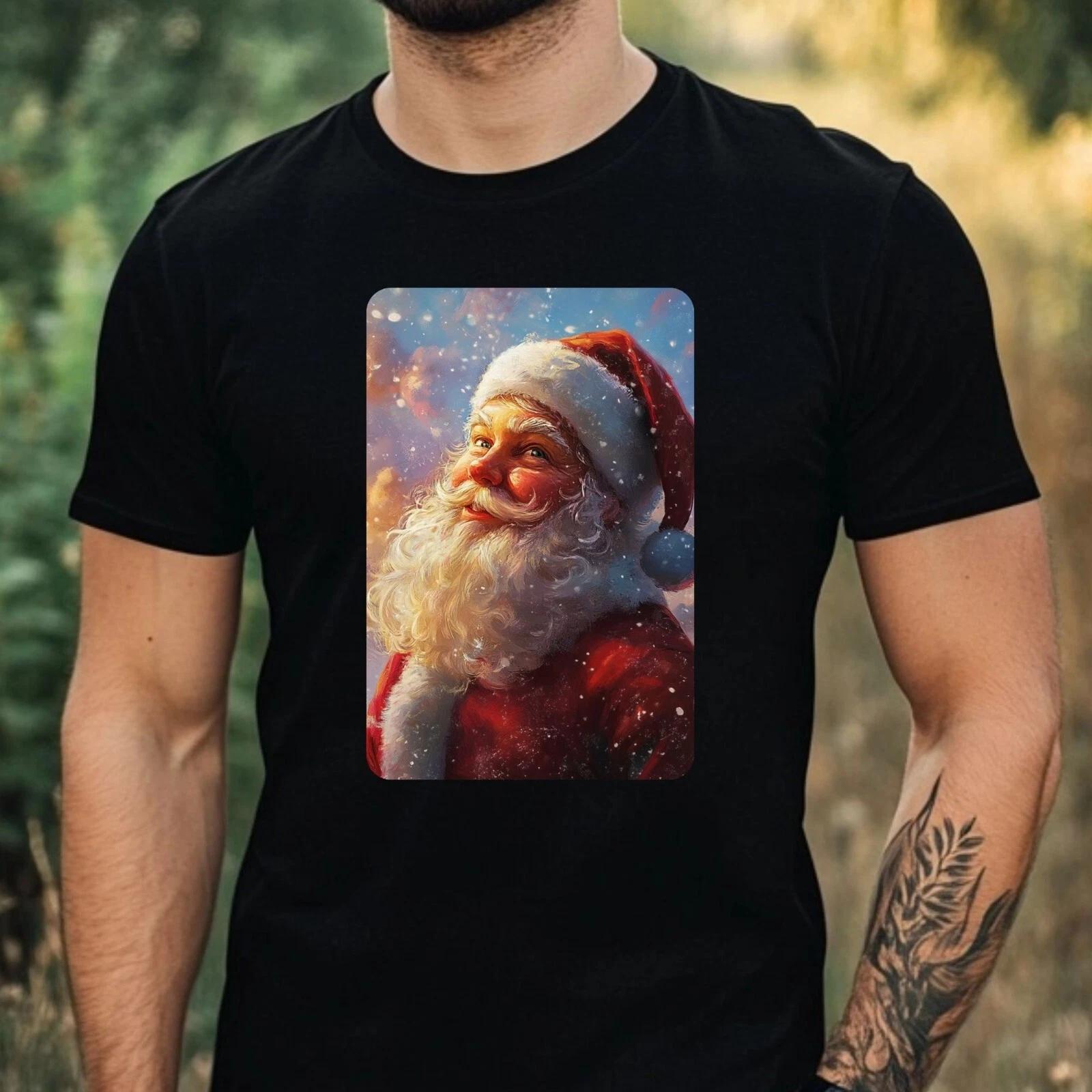 T-Shirt Herren Weihnachtsmann Portrait Motiv Baumwolle Größe XS bis 5XL XL