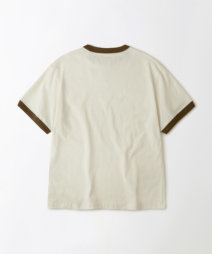 OUTSTANDING Ringer T-Shirt_Off White/Brown
