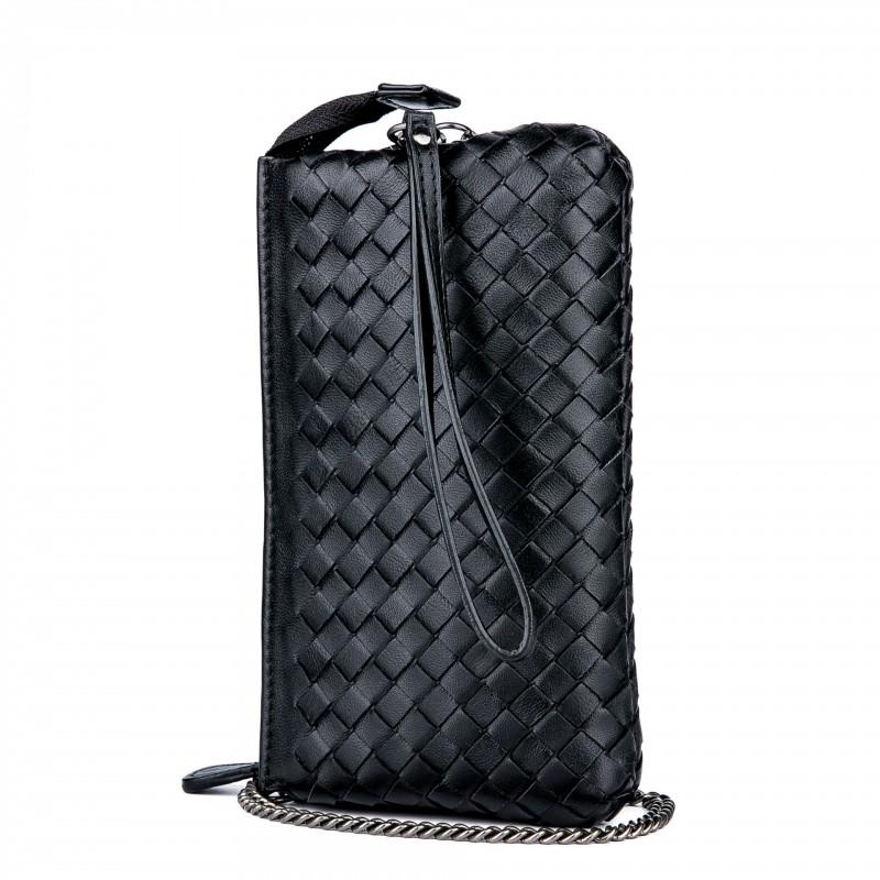 Genuine Leather Woven Clutch Bag Women Handmade Crossbody Evening Purse Lightweight Daily Use