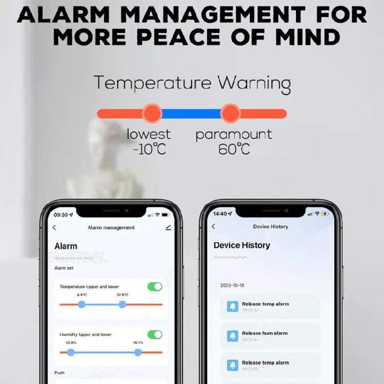 High Accuracy Thermograph Hygrometer Wireless Bluetooth-compatible-Suitable Connection Mobile Application Data History Monitoring