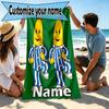 Custom Name Personalized Bananas in Pyjamas Print Beach Towel, for Trip Camping Beach Party Home Decor, Birthday Gift for Family & Friends