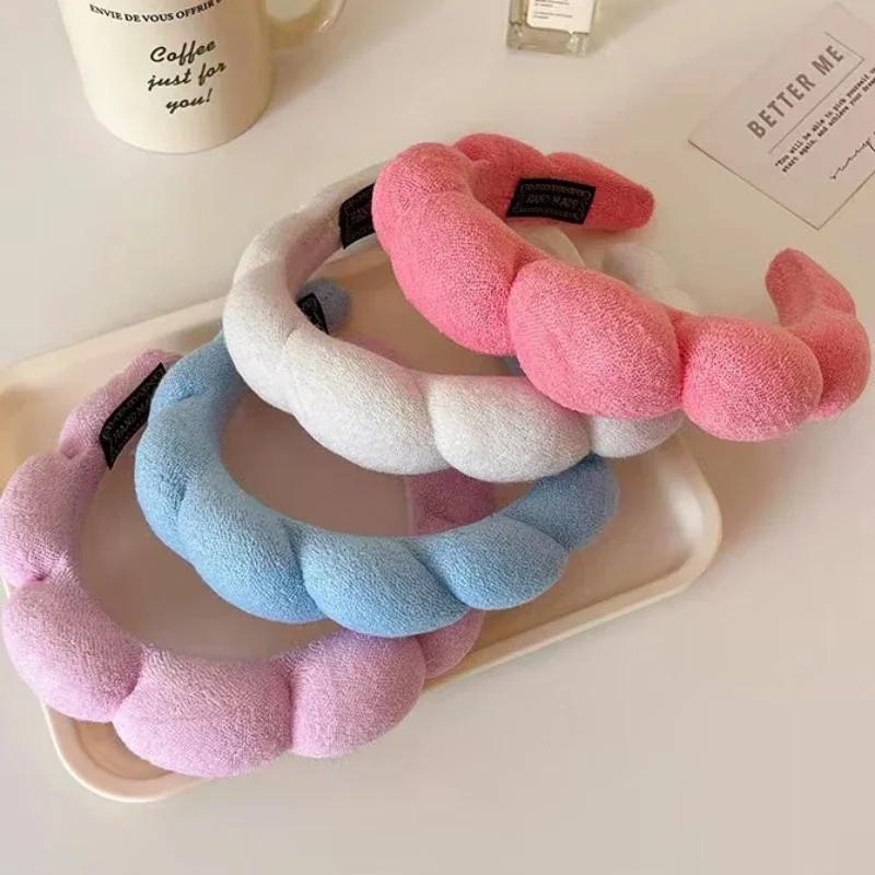 Sponge Co Spa Makeup Bubble Terry Cloth Headband Puffy Retro Hair Bands Soft Hairband Headwear