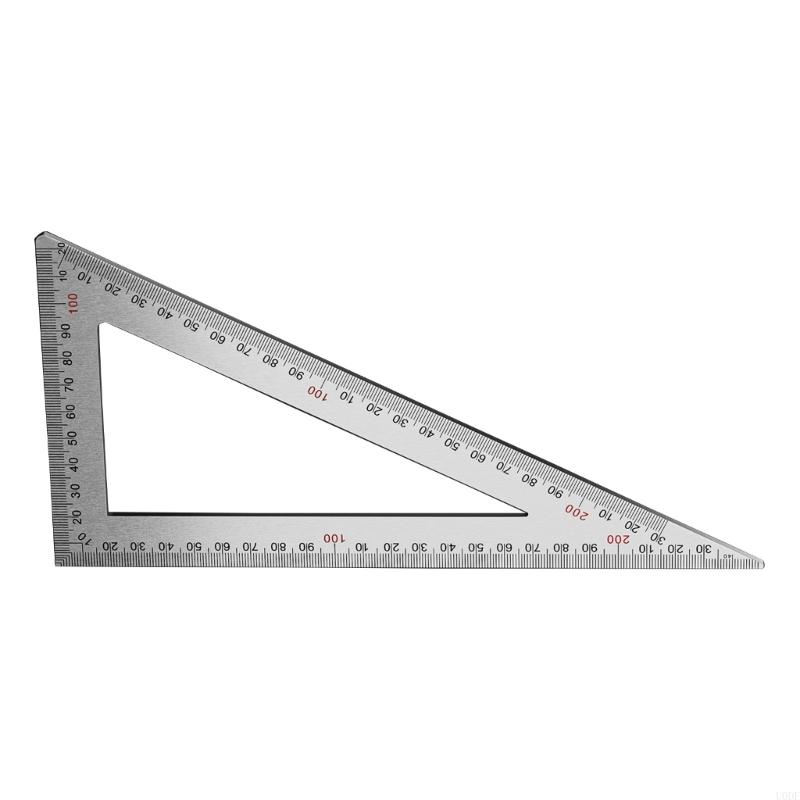  Stainless Steel Carpenter Square Double Side Scale Triangular Ruler for Precise Layouts in Woodworking