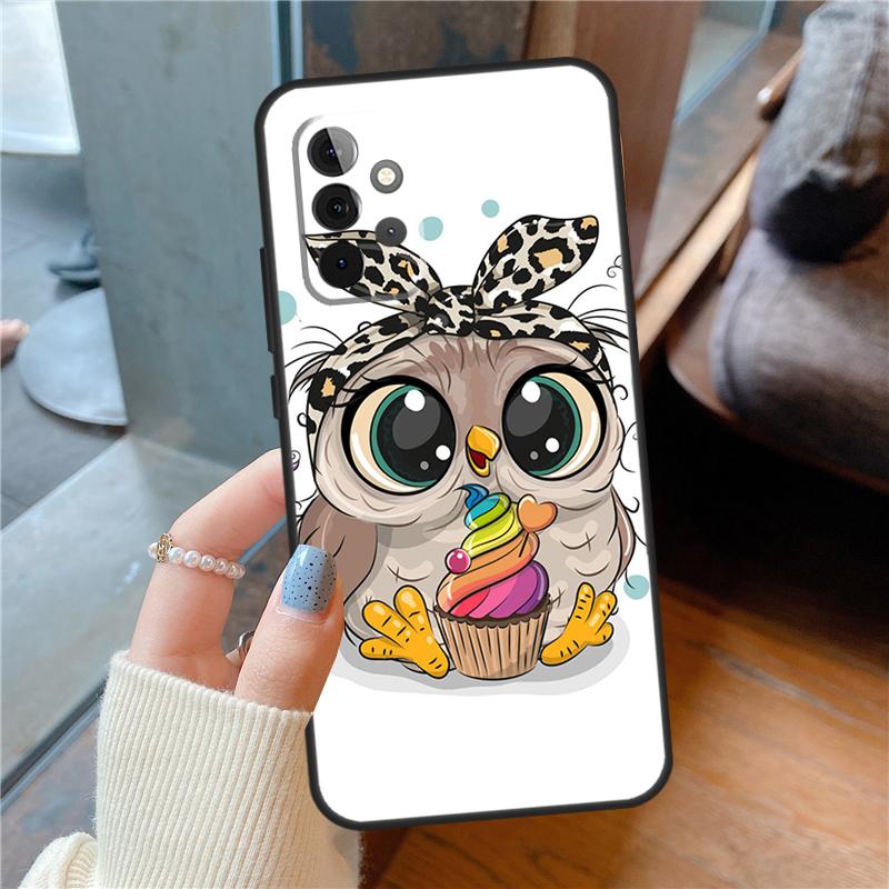 Cute Cartoon Owl Case For Samsung Galaxy A15 A52 A53 A33 A13 A34 A54 A14 A35 A55 A56 A36 A26 A16 A06 A22 A32