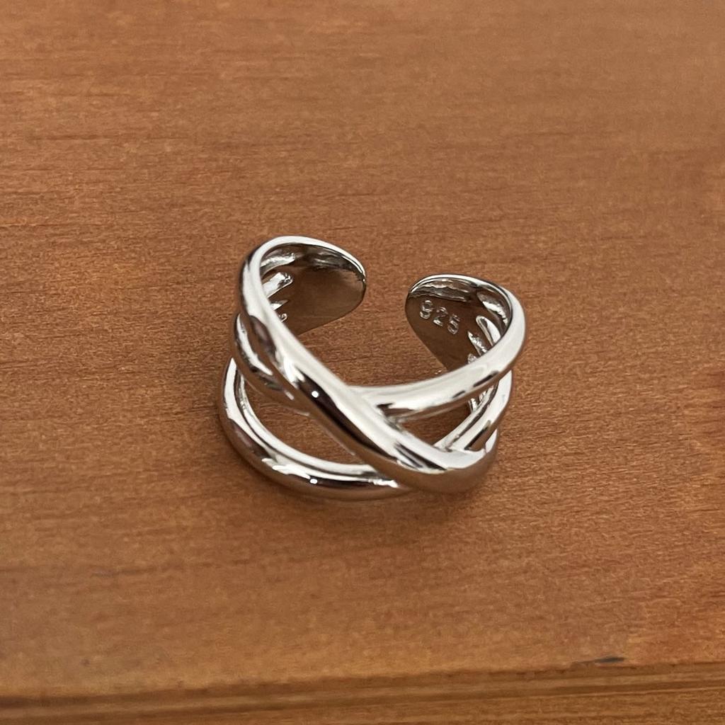 Xiaomi 925 Sterling Silver Rings For Women Men Fine Jewelry Finger Adjustable Open Gold Cross Ring For Party Birthday Gift