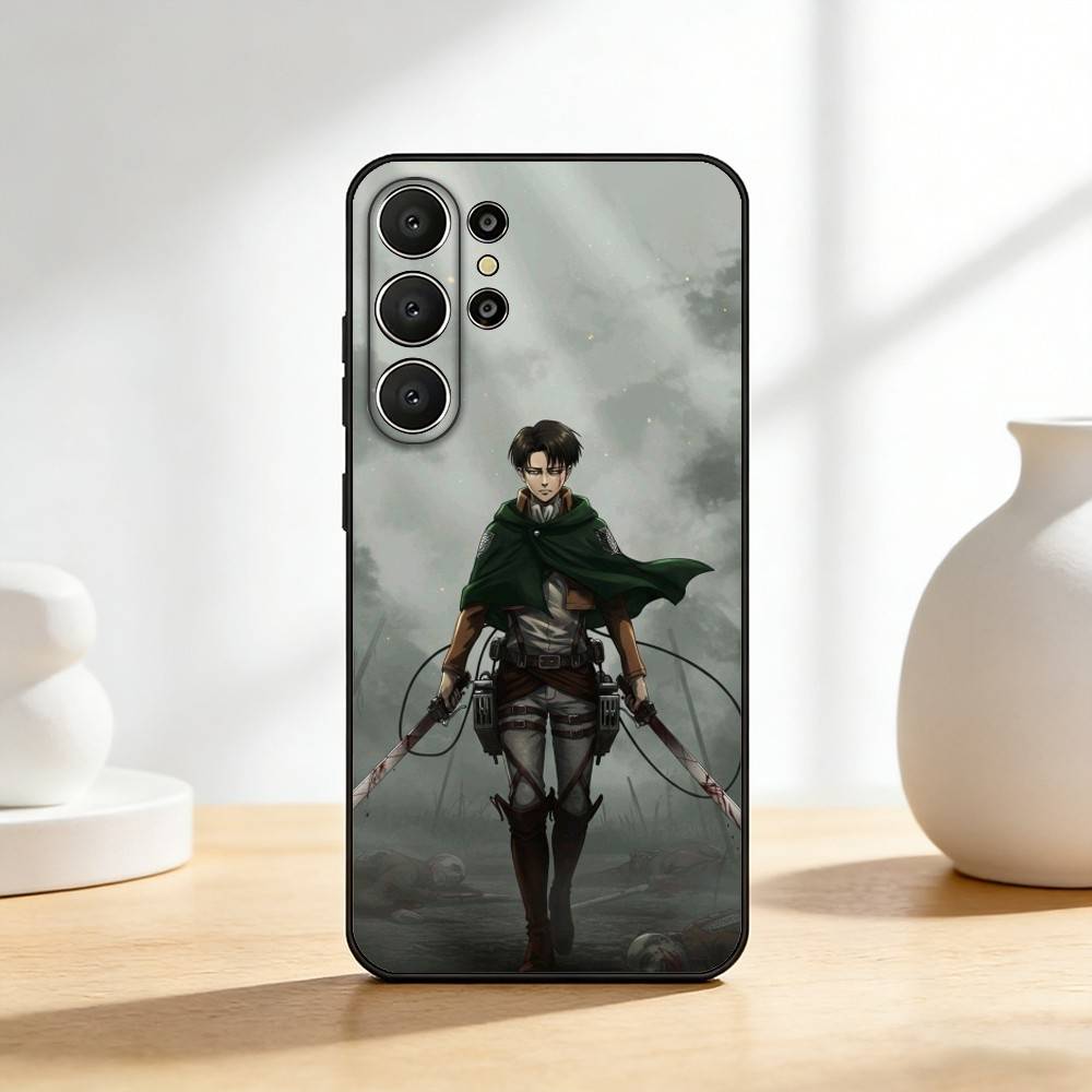 Cartoon Anime Levi A-Ackerman Phone Case For Samsung S26,S25,S24,S21,S22,S23,S30,Ultra,S20,FE,Lite,10,9,Black Cover