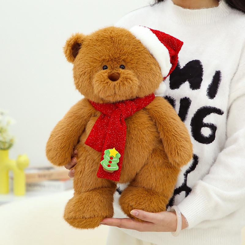 Teddy Plush Bear Toys Santa Hat Scarf Cartoon Animals Fill Doll Christmas Gifts