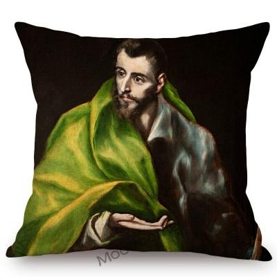 Renaissance Baroque Spain Artist El Greco Famous Religious The Bible Stories Oil Painting Decorative Pillow Case Cushion Cover Peach skin 18*18(CM)-1Pcs