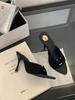 Women's High Heels Slippers Pointed Toe Metal Decoration Thin Heels Women Shoes Dress Fashion Korean Style Zapatillas De Mujer