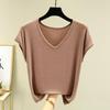 Letnia damska kamizelka bez rękawów z modalu Gładka V-neck Podstawowy T-shirt Luźny T-shirt z modalu Topy Codzienna podkoszulka