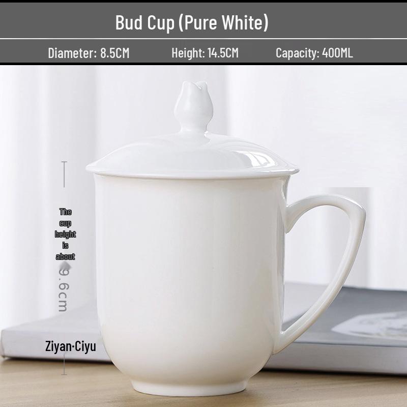 Gold Painted Jingdezhen Ceramic Cup with Lid - High Temp Bone China Tea Cup for Business Meetings and Home