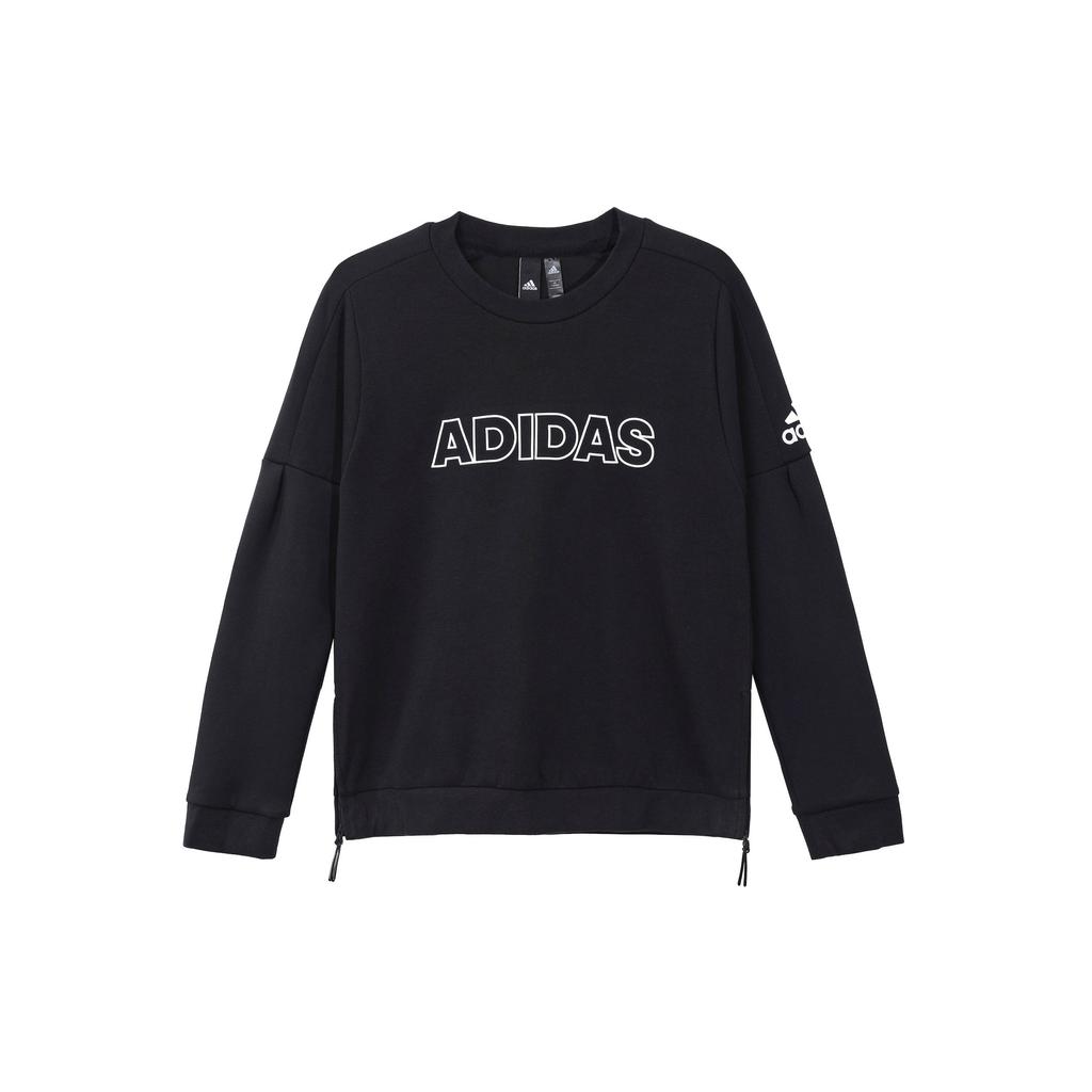 Adidas Comfortable Crew Neck Pullover Long Sleeve American Sweatshirt Women Sweatshirt Black DV3318