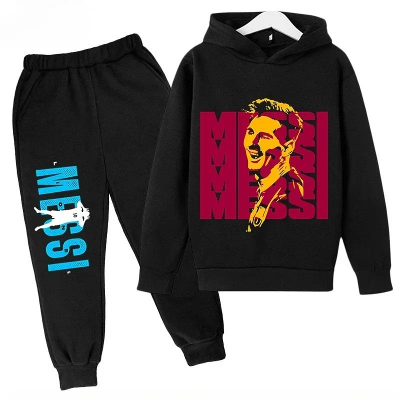 Messi Print Children's Set Sports Hoodie Pants Suit 2pcs Set Boys Girls Baby Kid Clothing Casual Fashion Autumn Winter Sportsuit