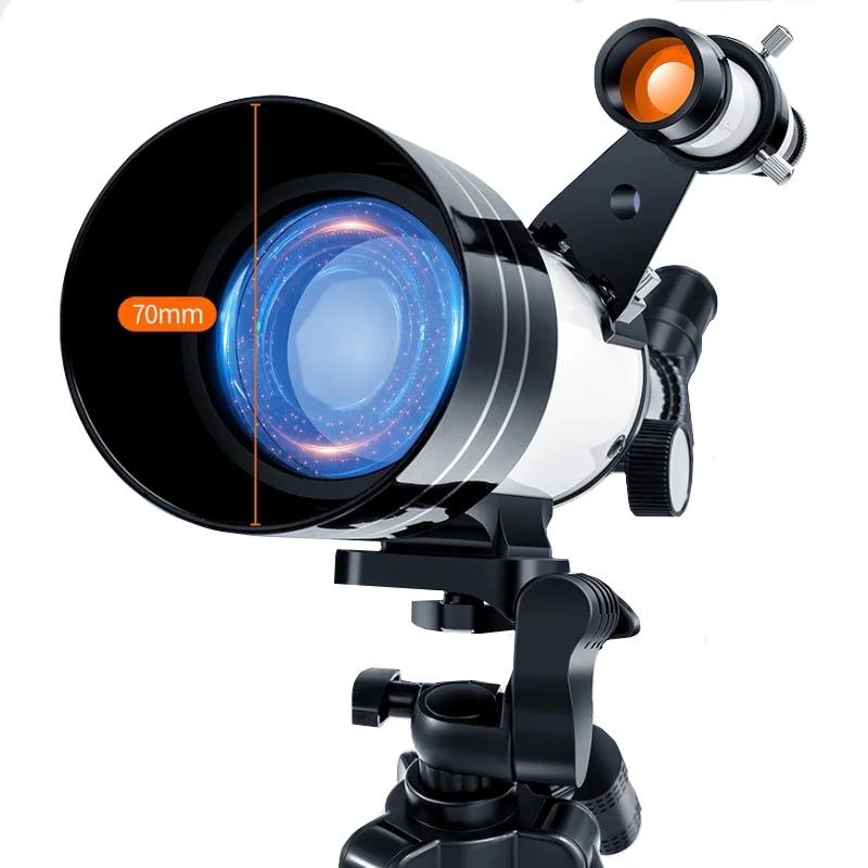 High Magnification Professional Astronomical Telescope Powerful Binocular 70MM Zoom Large Objective FMC Moon Jupiter Saturn